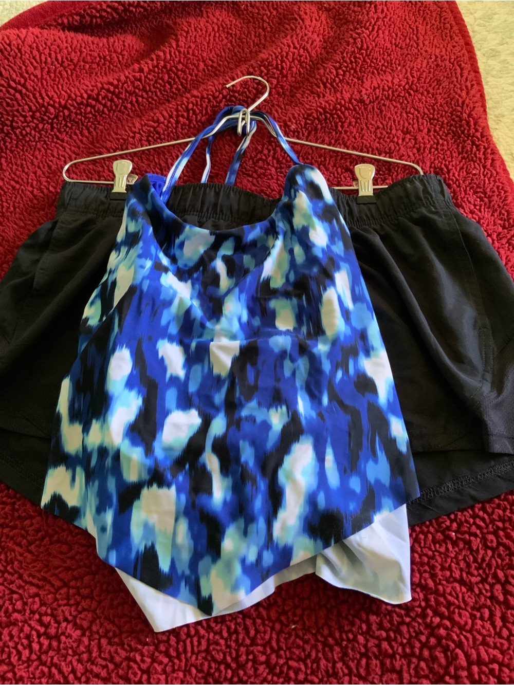Time and Tru Royal Blue Swim Top with Multitone Trim
